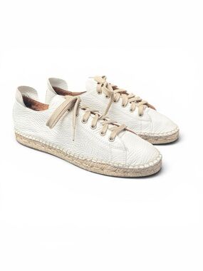 Maypol White Pebbled Leather Espadrille handmade in Spain